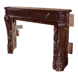 Antique French Louis XVI Rouge Marble Mantle, 18th-19th Century For Sale