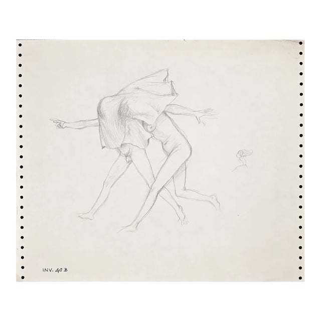 Leo Guida, Two Figures, Drawing, 1970s For Sale