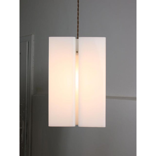 White Vintage Italian Acrylic Glass Tower Pendant Lamp For Sale - Image 8 of 16