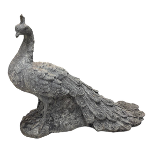 Vintage Cast Iron Peacock Statue