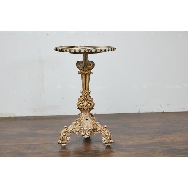 Italian Baroque Revival 19th-Century Carved Gilt Table with Zebra Hide Top For Sale - Image 9 of 12