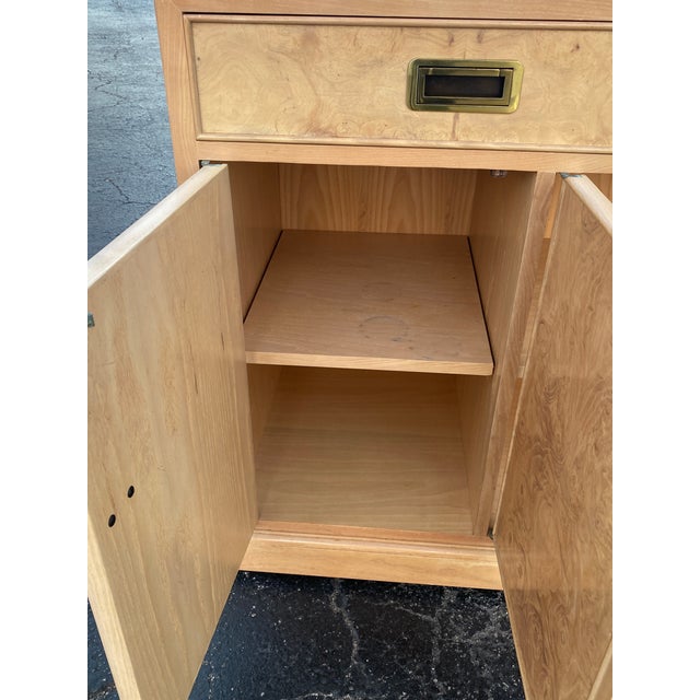 Drexel Heritage Olive Ash Burl Rolling Server Buffet or Bar Cart With Extendable Sliding Top For Sale - Image 14 of 18