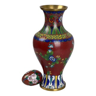 Vintage Chinese Cloisonné Vase and Egg For Sale