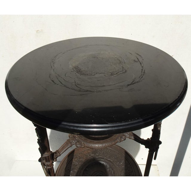 Antique Cast Iron Side Table with Black Marble Top by E.G. Zimmermann, Hanau, 1890s For Sale - Image 9 of 18