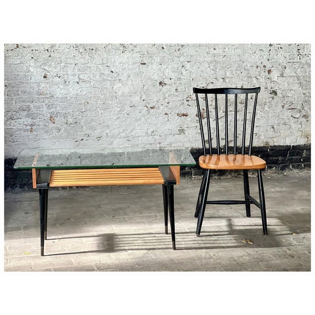 Vintage Mid-Century Wooden Side or Coffee Table with Glass Top For Sale - Image 5 of 18