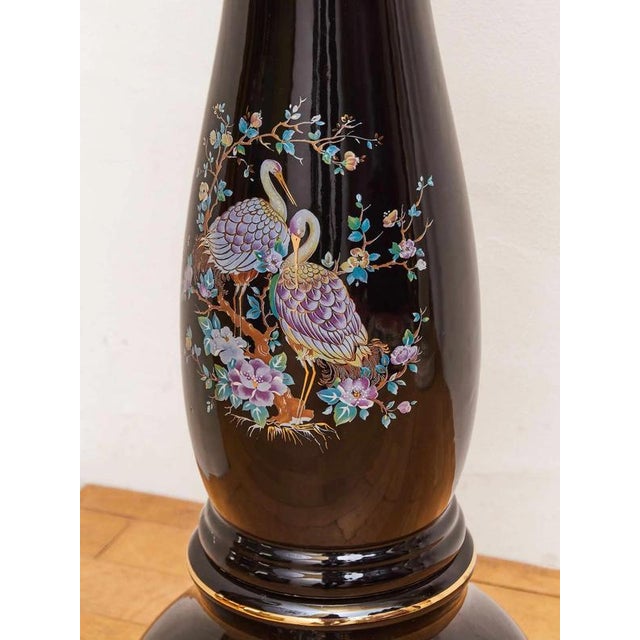 Porcelain Planter on Pedestal with Peacock Decor For Sale - Image 3 of 9