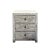 This is a handmade Chinese simple end table nightstand with three drawers. The surface is finished with distressed off-...