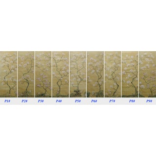 36" * H108"/Panel * 9ps,Brown-Yellow Magnolia Wallpaper, Magnolia‌ Wallpaper Mural, 9 Panels For Sale