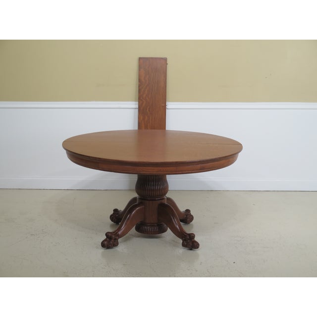 Antique Victorian Oak Round Clawfoot Dining Room Table Chairish