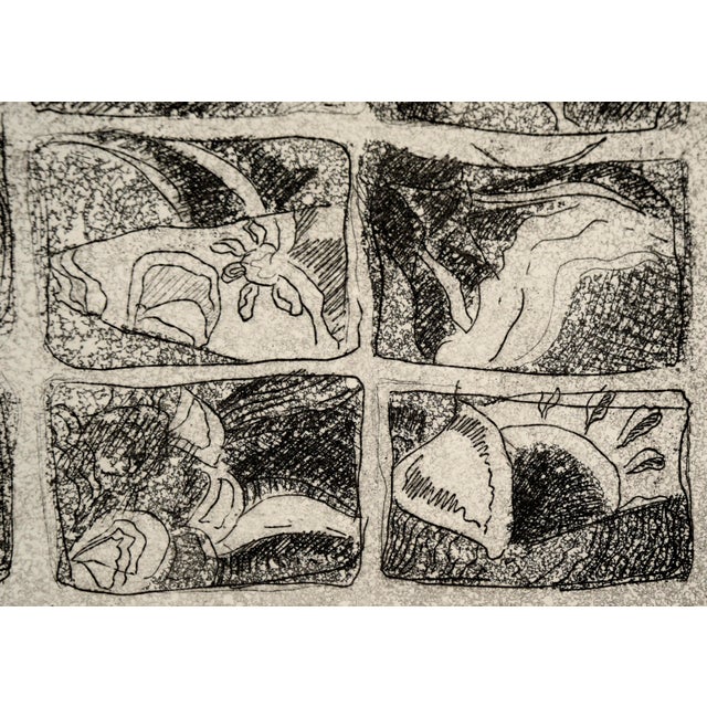 1980s Nine Pane Window - Abstracted Etching in Ink on Paper by Doris Warner For Sale - Image 5 of 7