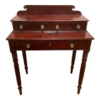 Mid 19th Century Antique Mahogany Sheraton Dressing Table W/3 Drawers For Sale