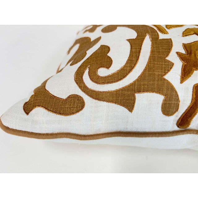Custom Baroque Moorish Silk Velvet Appliqué Throw Pillow, India, 1980 For Sale - Image 11 of 12