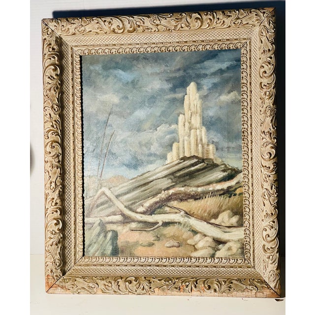 Antique Oil on Canvas Painting Symbolism Dali Style For Sale - Image 4 of 8