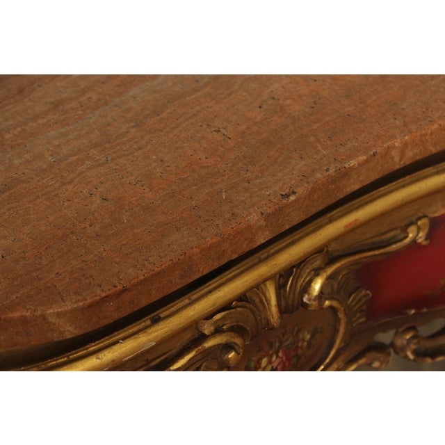Italian Rococo Style Long Marble Top Console Table For Sale - Image 12 of 18
