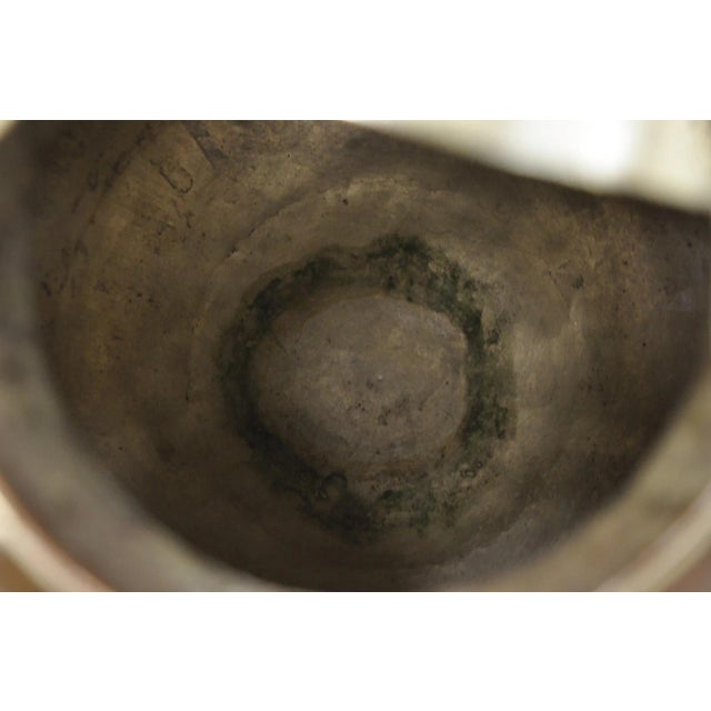 Copper Vintage Artesanias Taxco Mexico Primitive Water Pitcher Silver Mounted Copper For Sale - Image 8 of 16