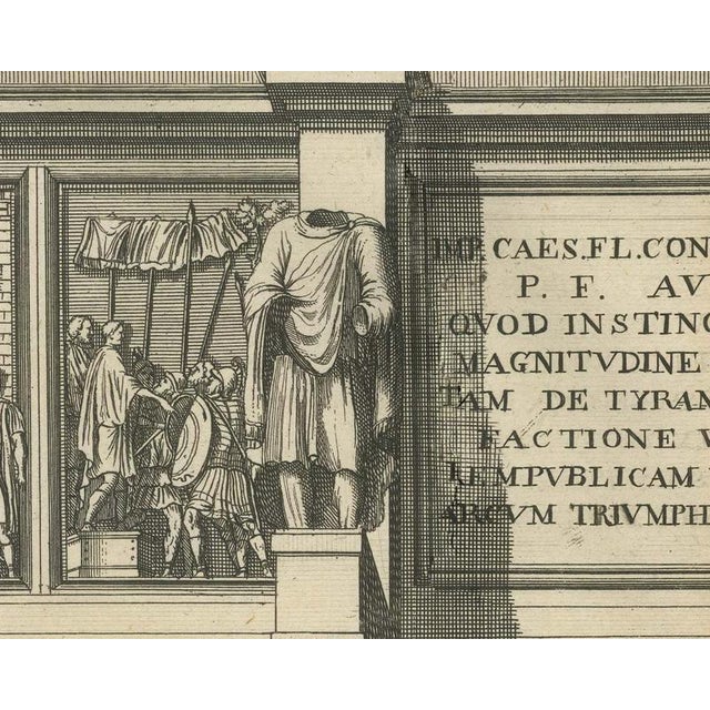 Bernard de Montfaucon, Arch of Constantine in Full Elevation with Six Small Arches, 1722, Engraving For Sale - Image 4 of 8