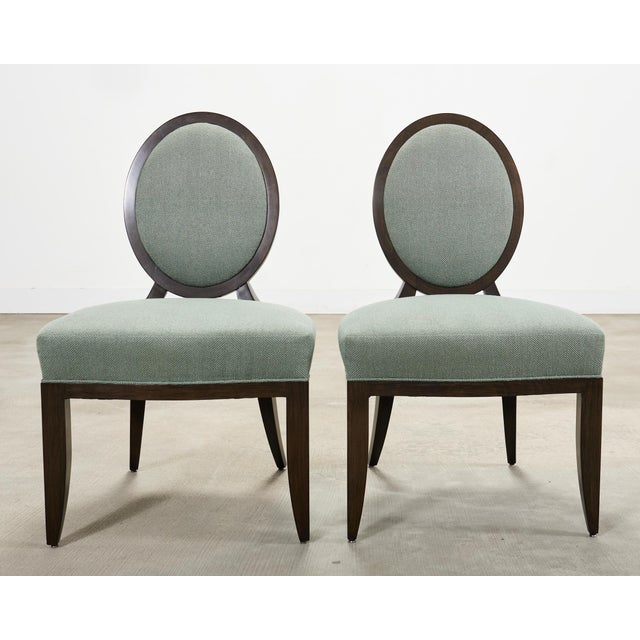 Baker Furniture Company Set of Six Barbara Barry for Baker Oval X-Back Dining Chairs For Sale - Image 4 of 16