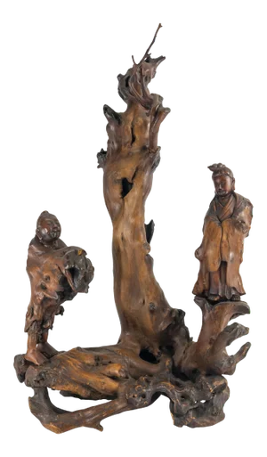 19th Century Chinese Figurative Rootwood Carved Wood Sculpture