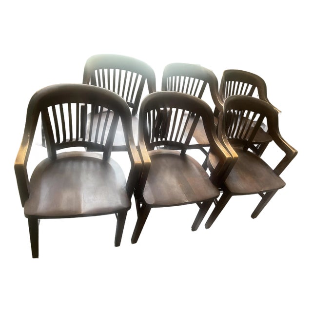 1930s Gunlocke Bankers Chairs. Set of 6 For Sale