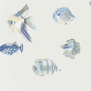 Harlequin Kamanu Wallpaper in Indigo/Pebble For Sale
