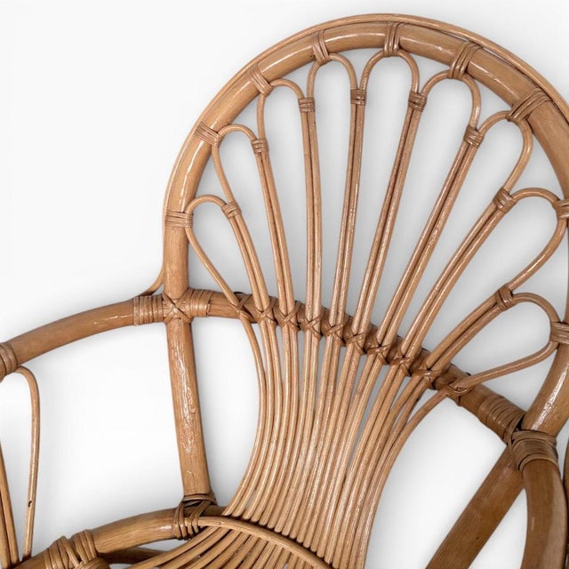 Mid-Century Italian Sculptural Rattan Bamboo Armchair For Sale - Image 5 of 7