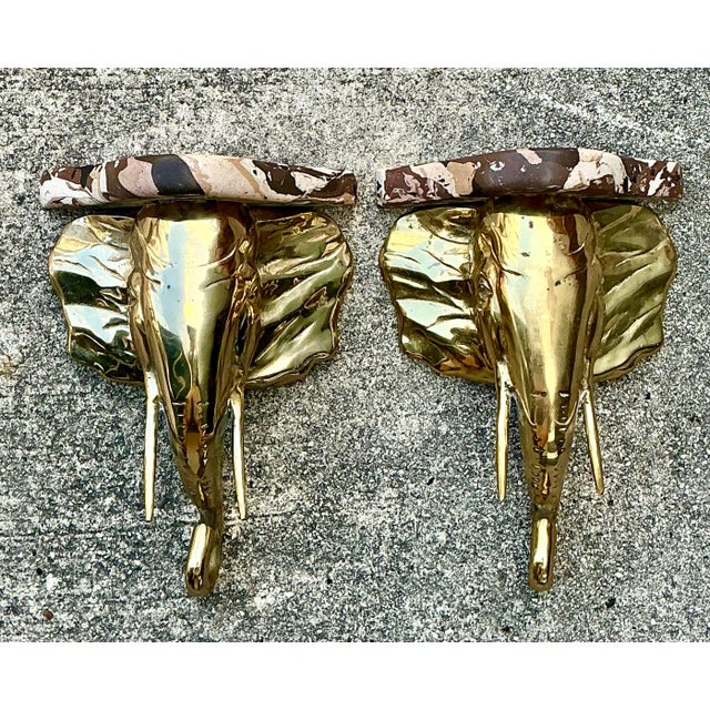 Vintage Artisan Made Scagliola Elephant Brackets - A Pair For Sale - Image 9 of 12
