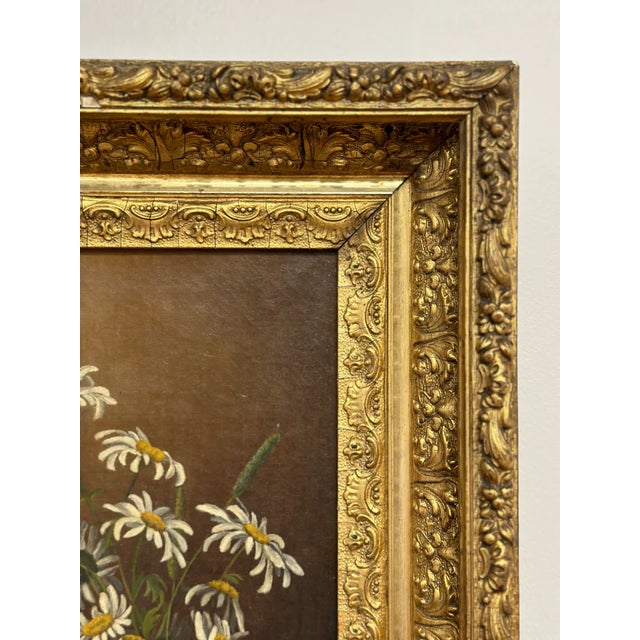 Late 20th Century Original Antique Oil Painting, Moody Florals, Framed For Sale - Image 11 of 12
