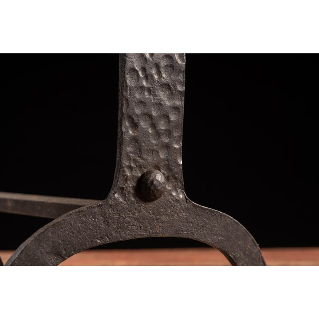 Black Early 20th Century Arts & Crafts Forged-Iron Bulldog Andirons — A Pair For Sale - Image 8 of 9