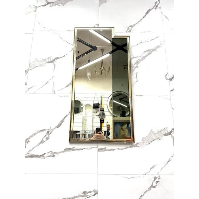 Hollywood Regency Geometric Mirror, Italy, 1970s For Sale - Image 3 of 8