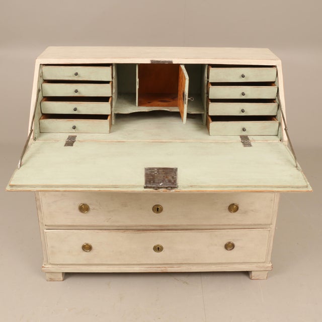 Wood Swedish Gustavian Style Painted Secretary Desk, 19th Century For Sale - Image 7 of 8