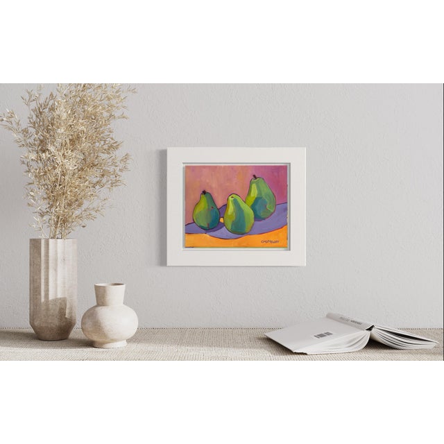 Vibrant Pears - is an expressive still life oil painting celebrating the simple beauty of pears. Bold, colorful forms...