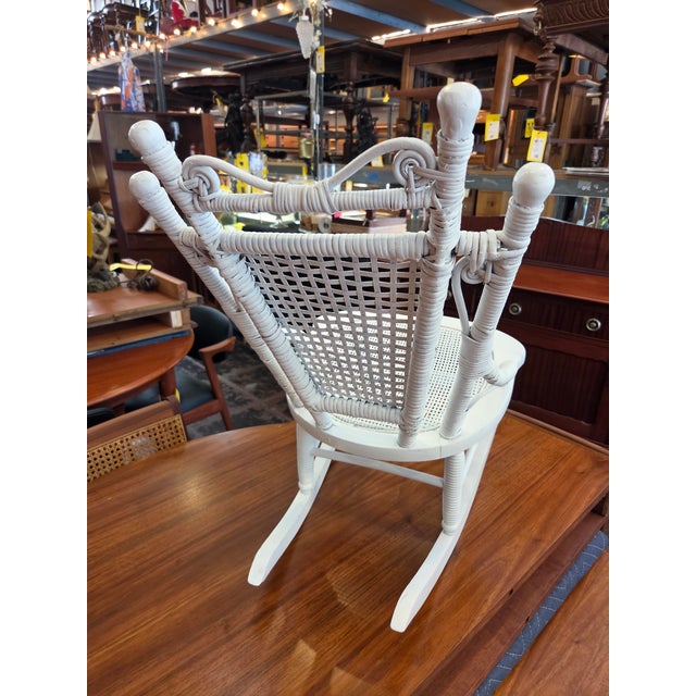 White 1890s Victorian Childs Rattan Wicker Rocking Chair For Sale - Image 8 of 9