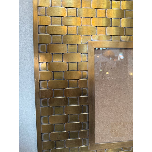 Brass Wall Picture Frame With Woven Pattern For Sale - Image 4 of 7