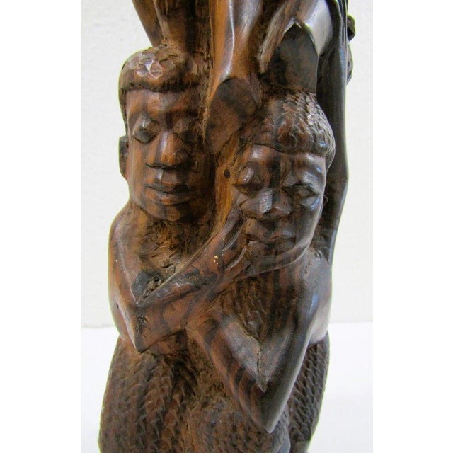 Vintage Makonde Tree of Life Ujamaa Wood Carving Sculpture For Sale - Image 11 of 17