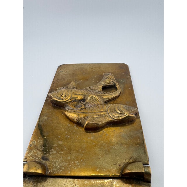 Vintage Solid Brass Folding Fish Koi Bookends For Sale - Image 4 of 5