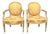 French 19th Century Louis XVI Painted Walnut Arm Chairs - Set of 2 For Sale