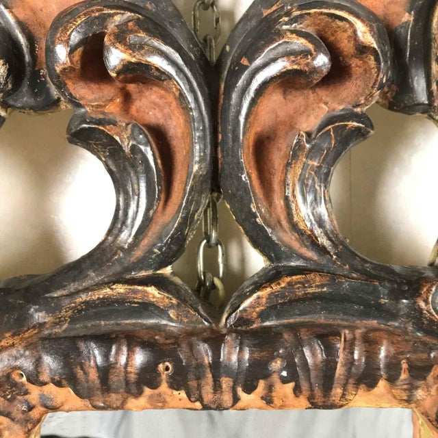 Florentine Mirror Carved Silver Decorated Red For Sale - Image 4 of 9