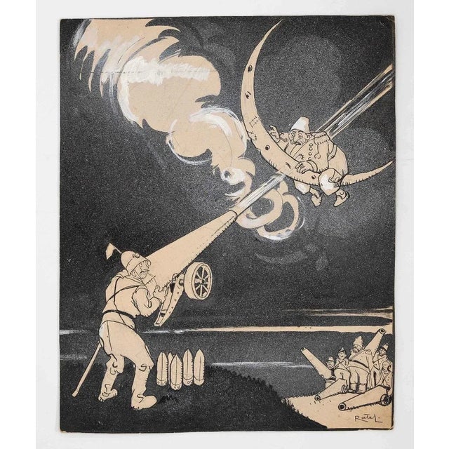 Gabriele Galantara - Shoot Missiles - Ink and Watercolor - 1910s For Sale - Image 3 of 3