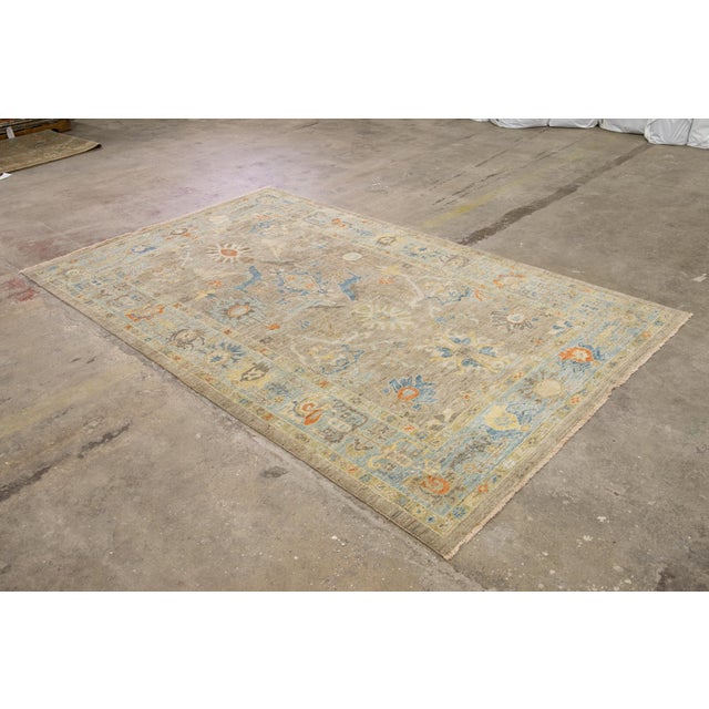 6 X 10 Modern Hand-Knotted Sultanabad Brown Wool Rug With Floral Design For Sale - Image 10 of 13