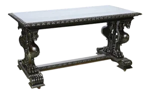 Antique Tycoons 19th Century Renaissance Revival English Ebony Table-Writing/Console/Library/Center Tycoon’s Provenance-Much Reduced