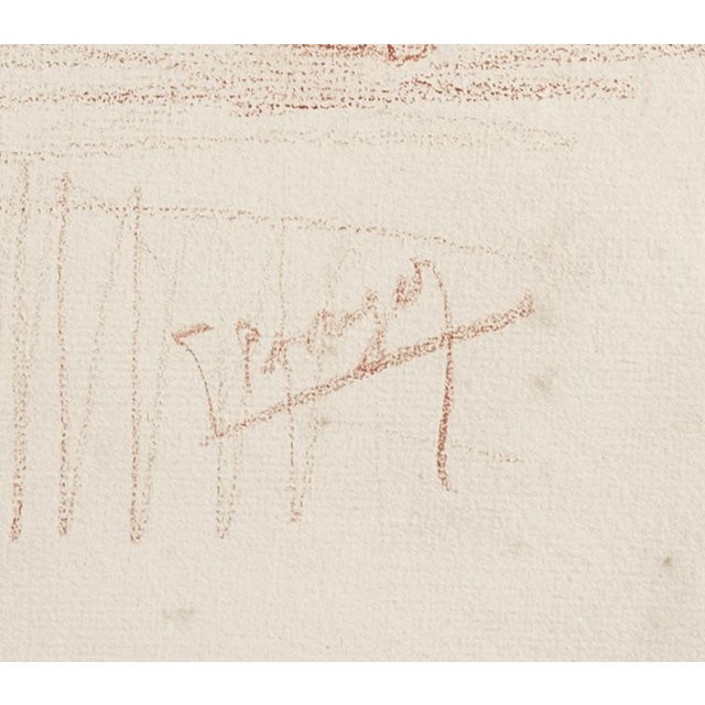 Realism Early 1900's Antique French Academic Drawing of Woman Seated in Sepia Charcoal on Paper With Mat, Signed by Artist For Sale - Image 3 of 4
