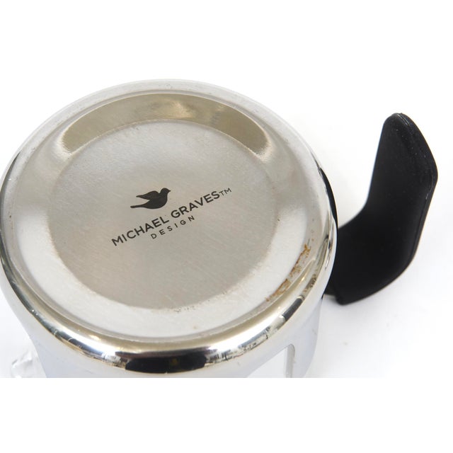 MIchael Graves Chrome, Black Resin and Glass Creamer and Sugar Caddy Set With Matching Tray 90's For Sale - Image 11 of 11