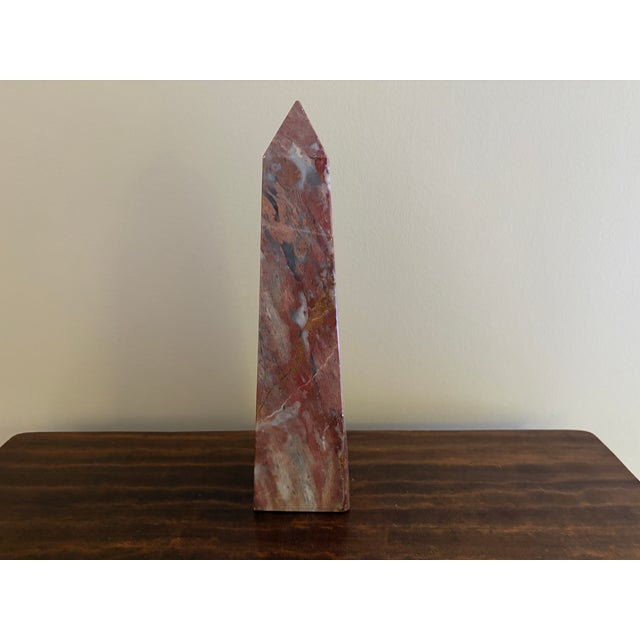 Neoclassical Solid Marble Obelisk, Red & Brown, Grand Tour Style For Sale - Image 4 of 7