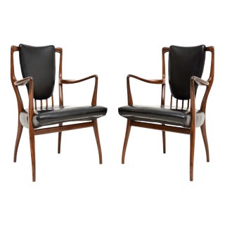 Vintage Carver Armchairs attributed to Andrew Milne, 1950s, Set of 2 For Sale