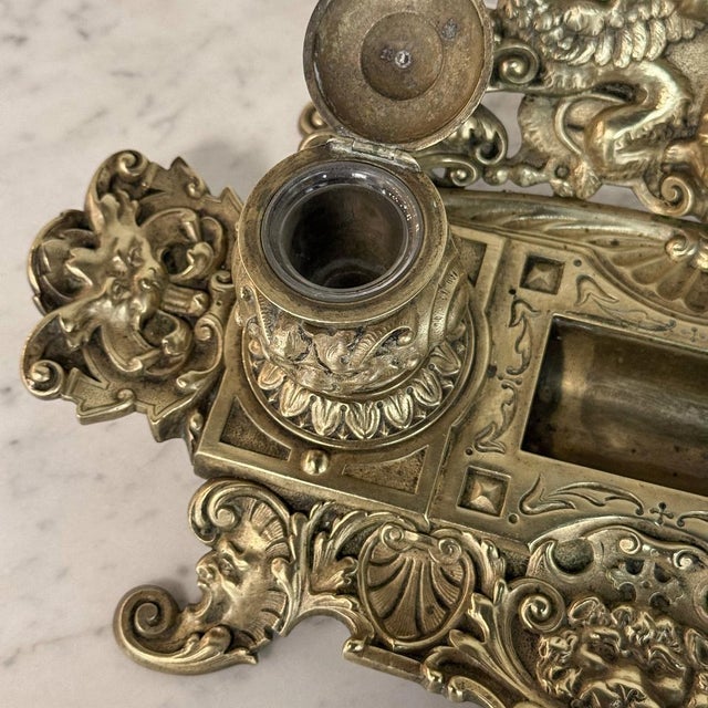19th Century French Bronze Double Inkwell in Renaissance Revival Style For Sale - Image 16 of 18