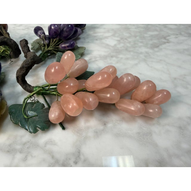 Vintage Chinese Carved Gemstone Grape Clusters - Set of 4 For Sale - Image 9 of 9