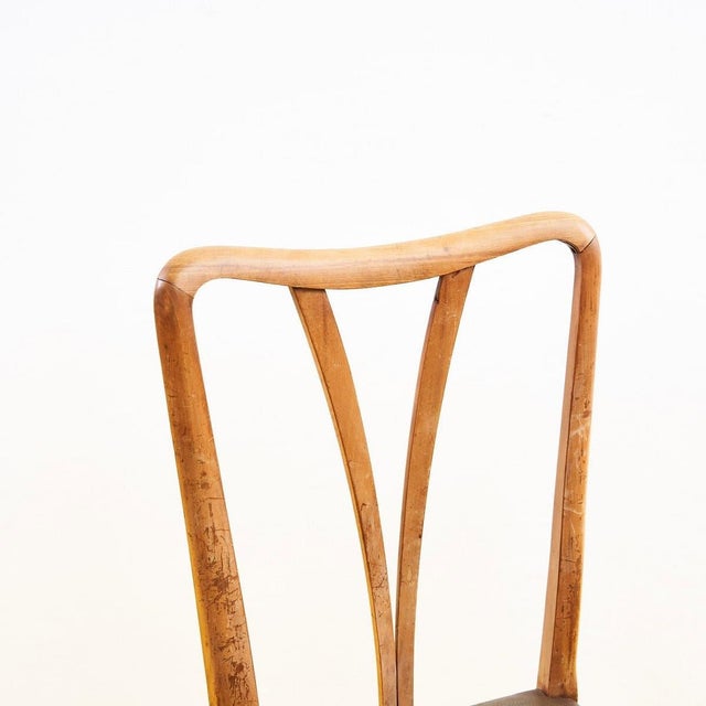 Vintage Chairs in Curved Wood and Eco-Leather, 1950s, Set of 6 For Sale - Image 3 of 12