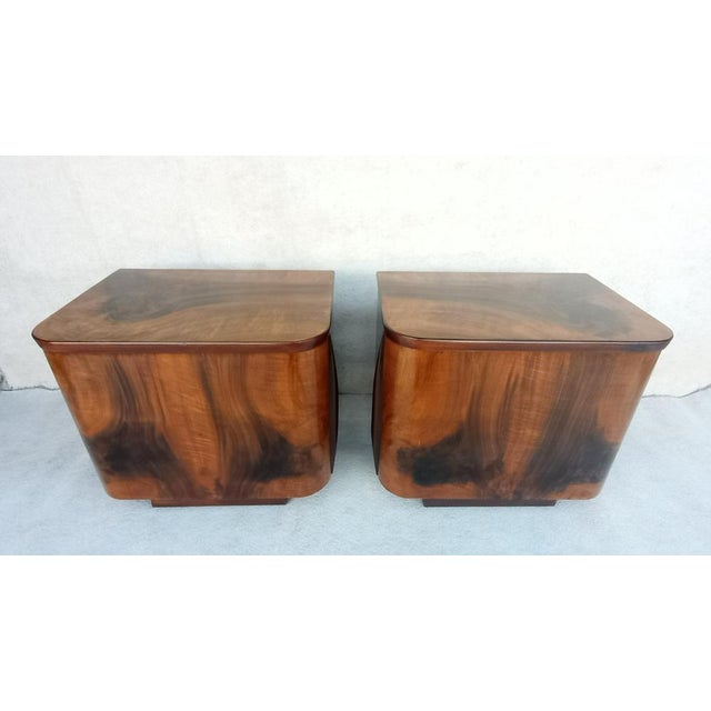 Very nice bedside tables in the style of Modernism in original authentic condition. Made of bent beech and spruce wood....