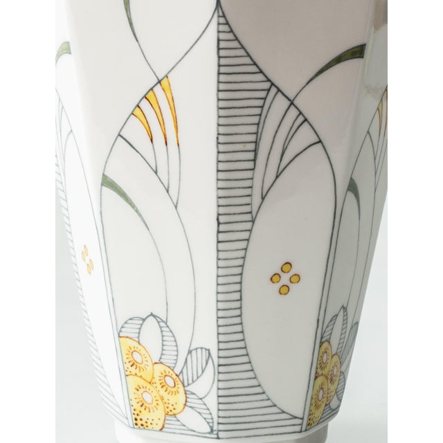 Vintage Art Deco Ceramic Table Lamp in Hand-Painted Octagonal Base with Jacquard Shade by Royal Delft, 1991 For Sale - Image 12 of 18