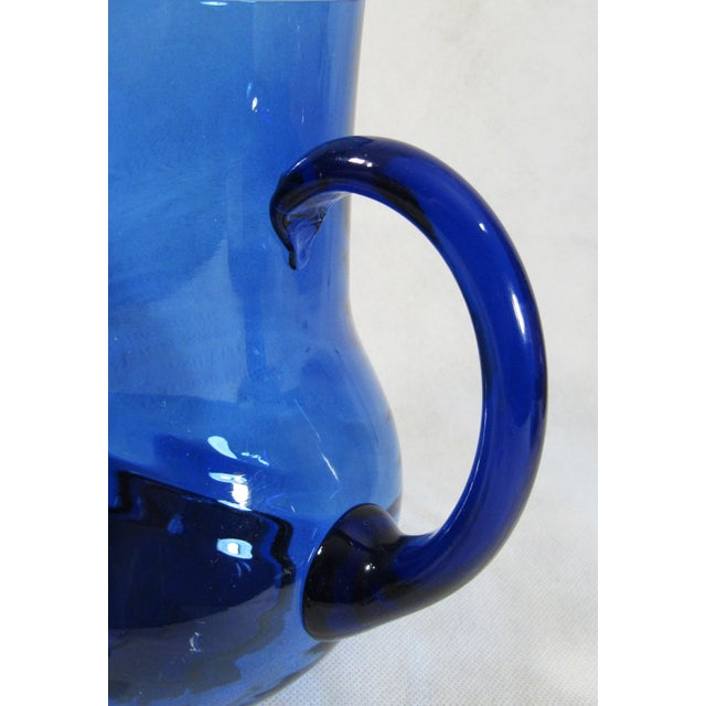 Mid 20th Century Mid Century Modern Cobalt Blue 1 Pitcher + 2 Wine Glasses For Sale - Image 11 of 13